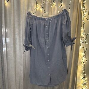 Off-Shoulder Button-Down Blouse